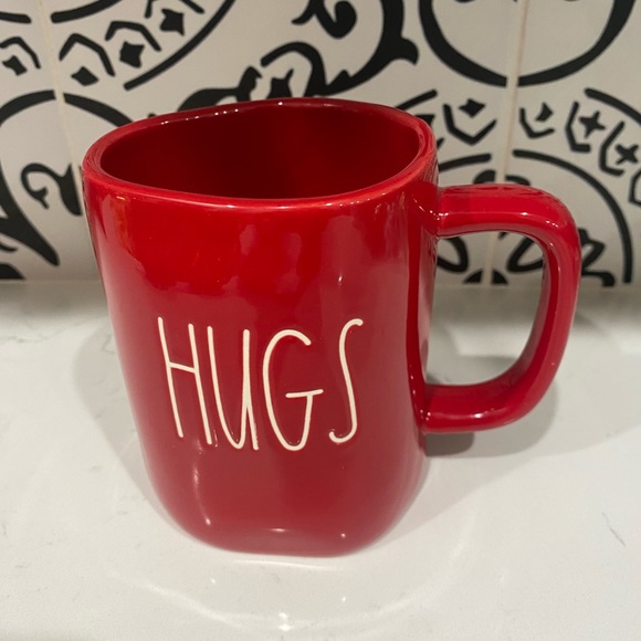 New Rae Dunn HUGS/ KISSES Double Sided Mug Red LL Lettering Mug Valentine’s Love - Picture 1 of 4